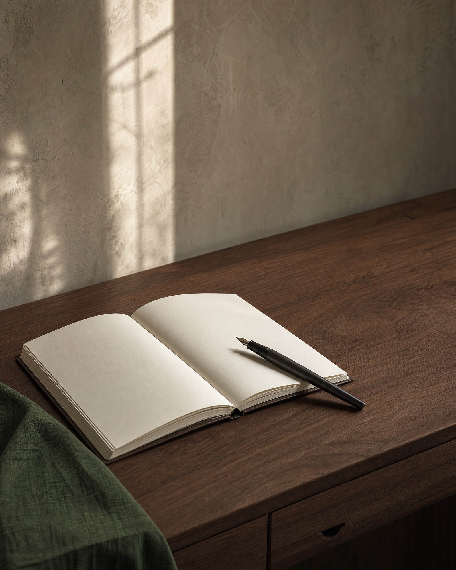 Reflective stationery and journaling kit on a natural wood desk
